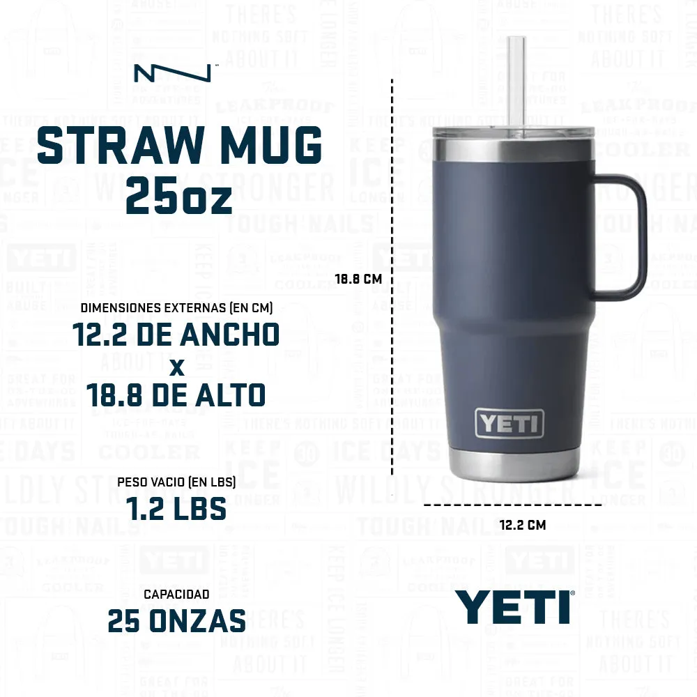 21071501801 TERMO RAMBLER 25oz STRAW MUG BLANCO MARCA YETI