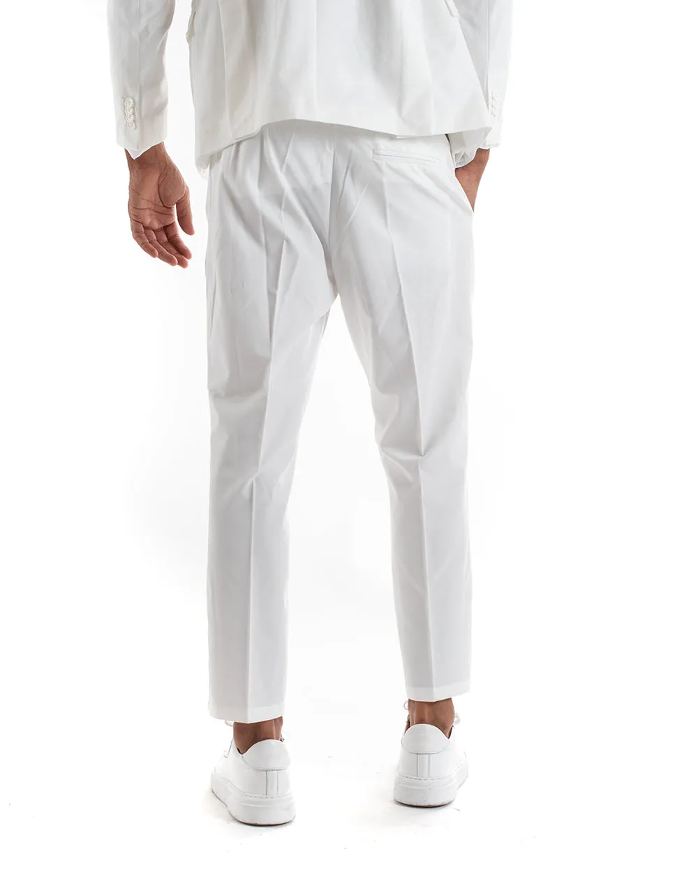 Abito Uomo Doppiopetto Vestito Viscosa Completo Giacca Pantaloni Bianco Sportivo Elegante Cerimonia GIOSAL-OU2175A