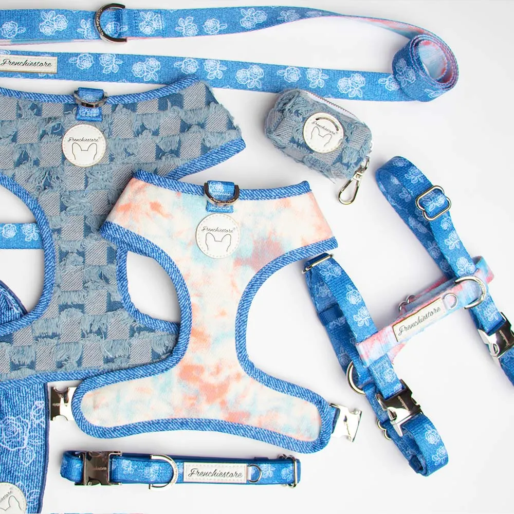 Adjustable Pet Health Strap Harness | Denim