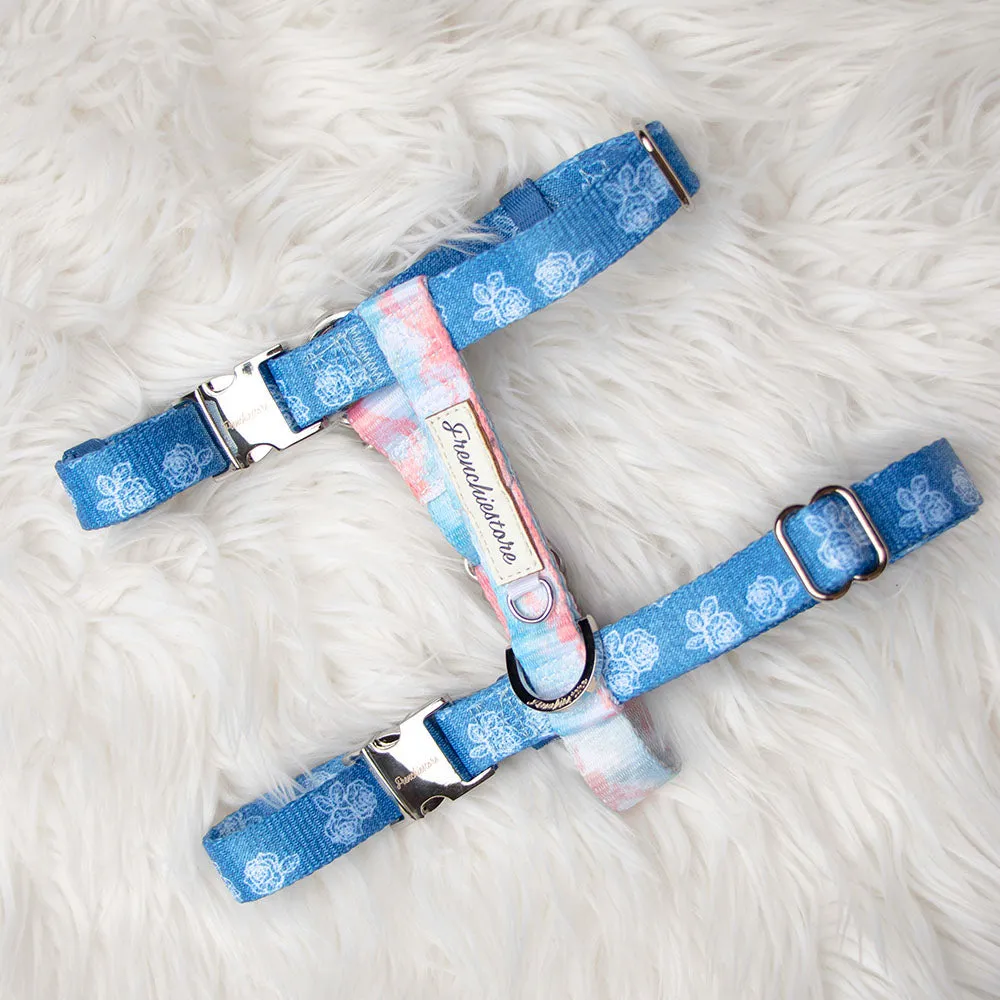 Adjustable Pet Health Strap Harness | Denim