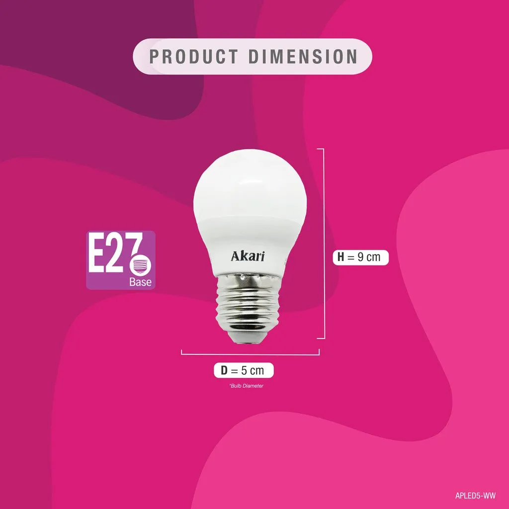 Akari 5 Watts LED Bulb - Warm White (APLED3-5WW)