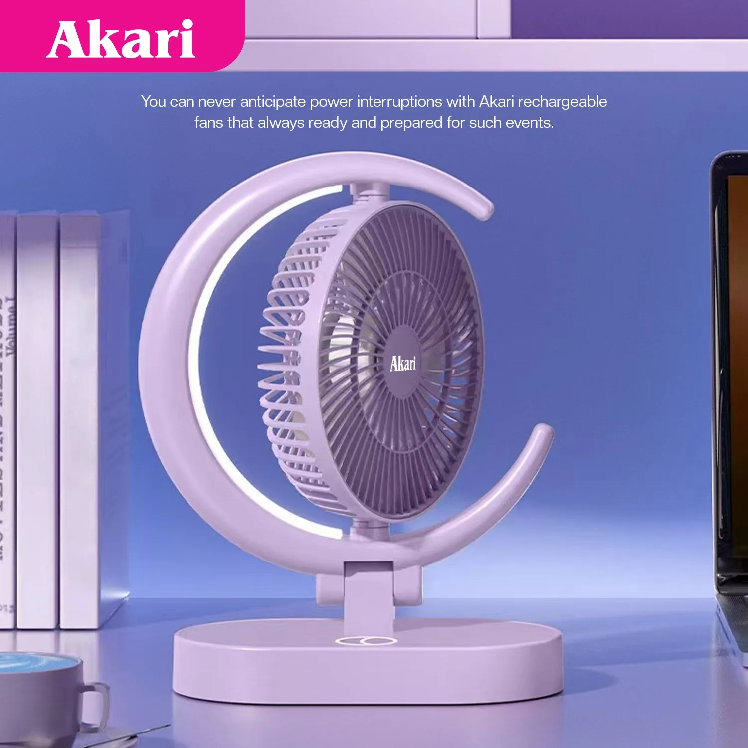 Akari B1T1 : Eclipse Fan with Tri-Color LED night Light ARF-E869(B1T1)