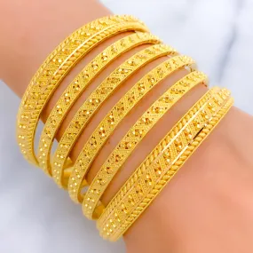 Alternating Upscale Zig-Zag 22k Gold Bangle Set