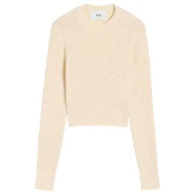 Ami De Coeur Pointelle Crew Neck Sweater