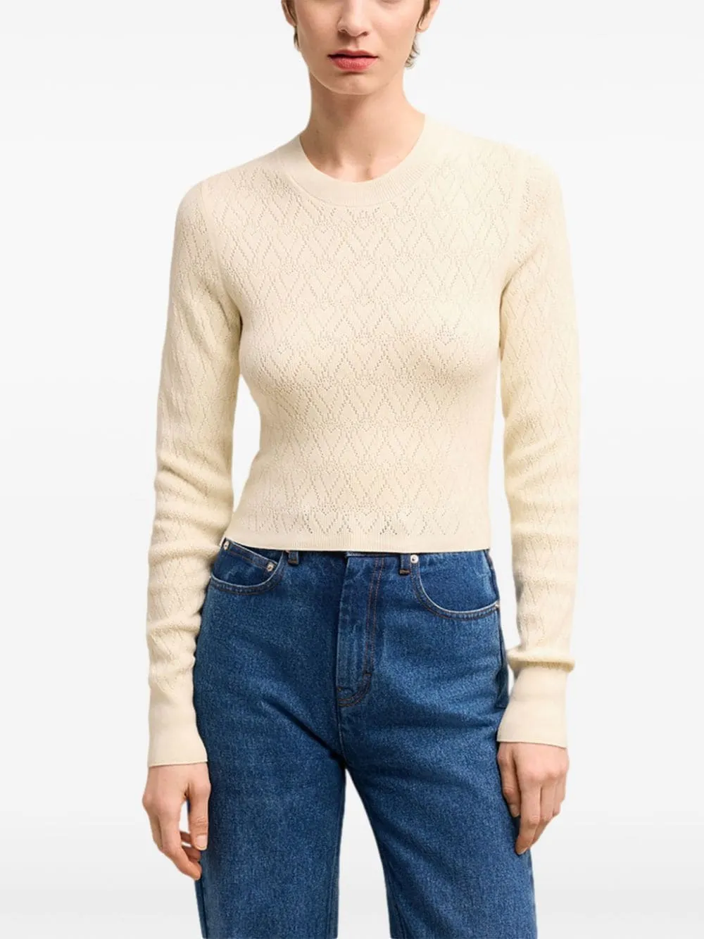 Ami De Coeur Pointelle Crew Neck Sweater