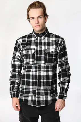 Amnesia Mens Flannel Plaid Button-Up