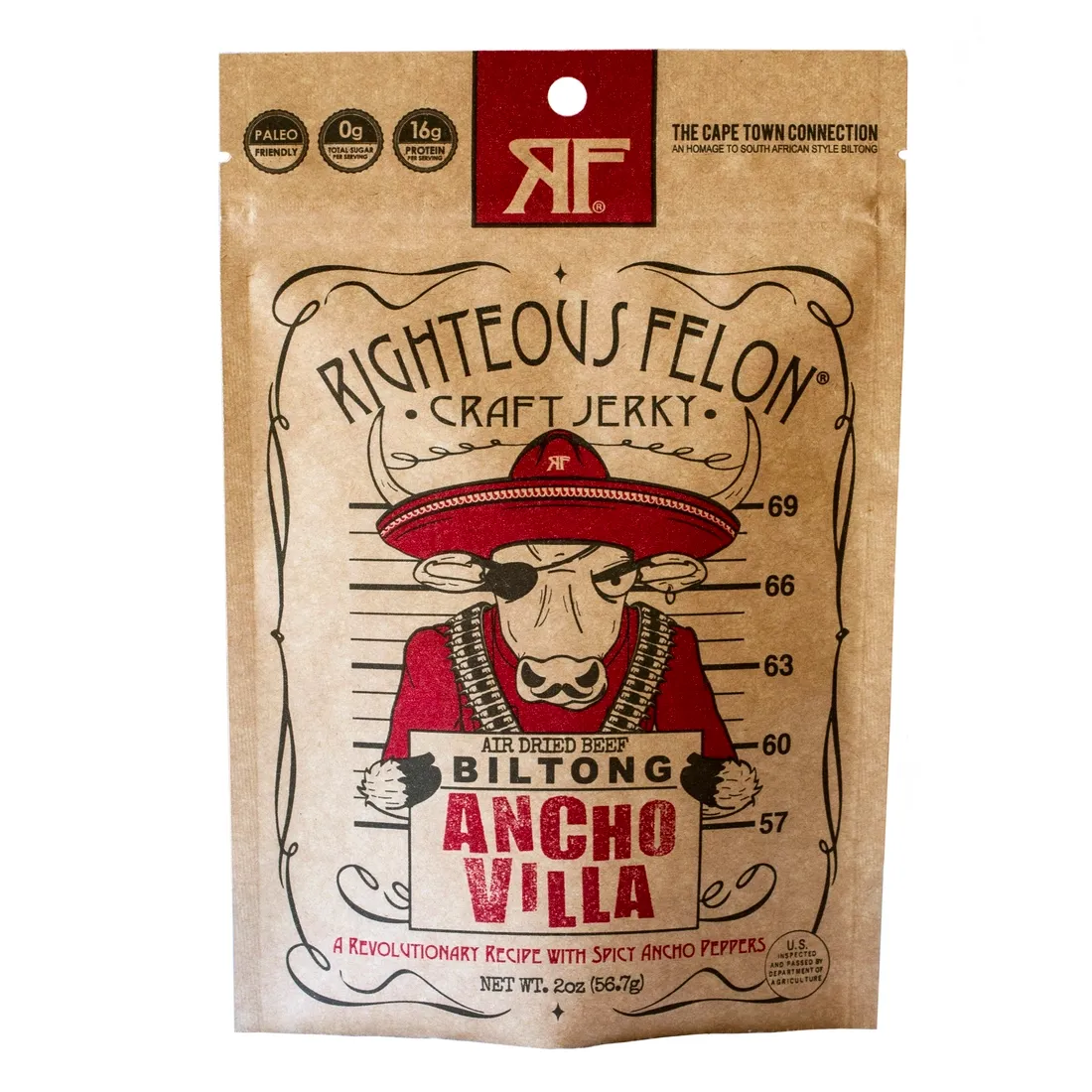 Ancho Villa Beef Biltong | Righteous Felon Craft Jerky