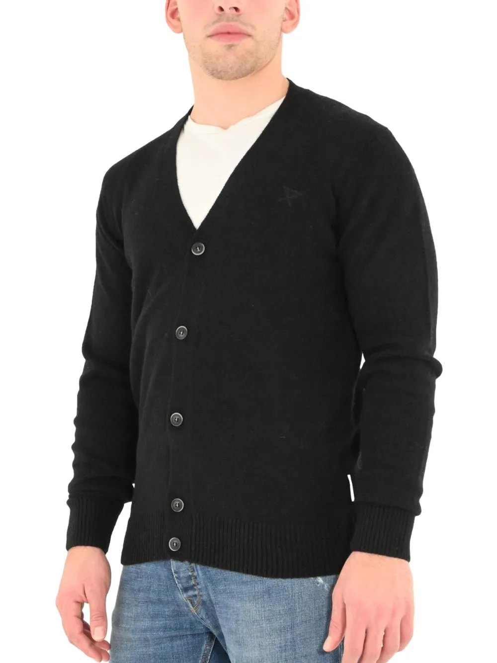 Berna M Cardigan V Lambswool - Nero