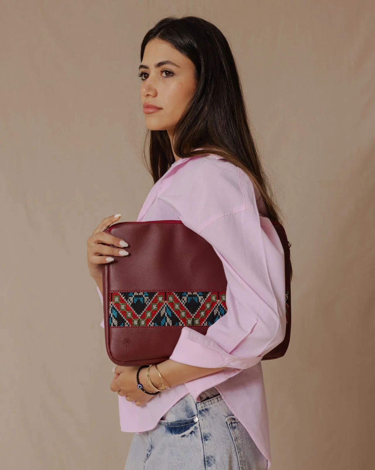 Burgundy Etamine Laptop Sleeve