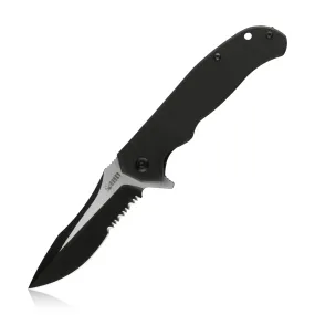 BUY ONE GET ONE FREE  EDC Liner Lock Folding Knife 3.4 Serrated D2 Blade G10 Handle KU162F