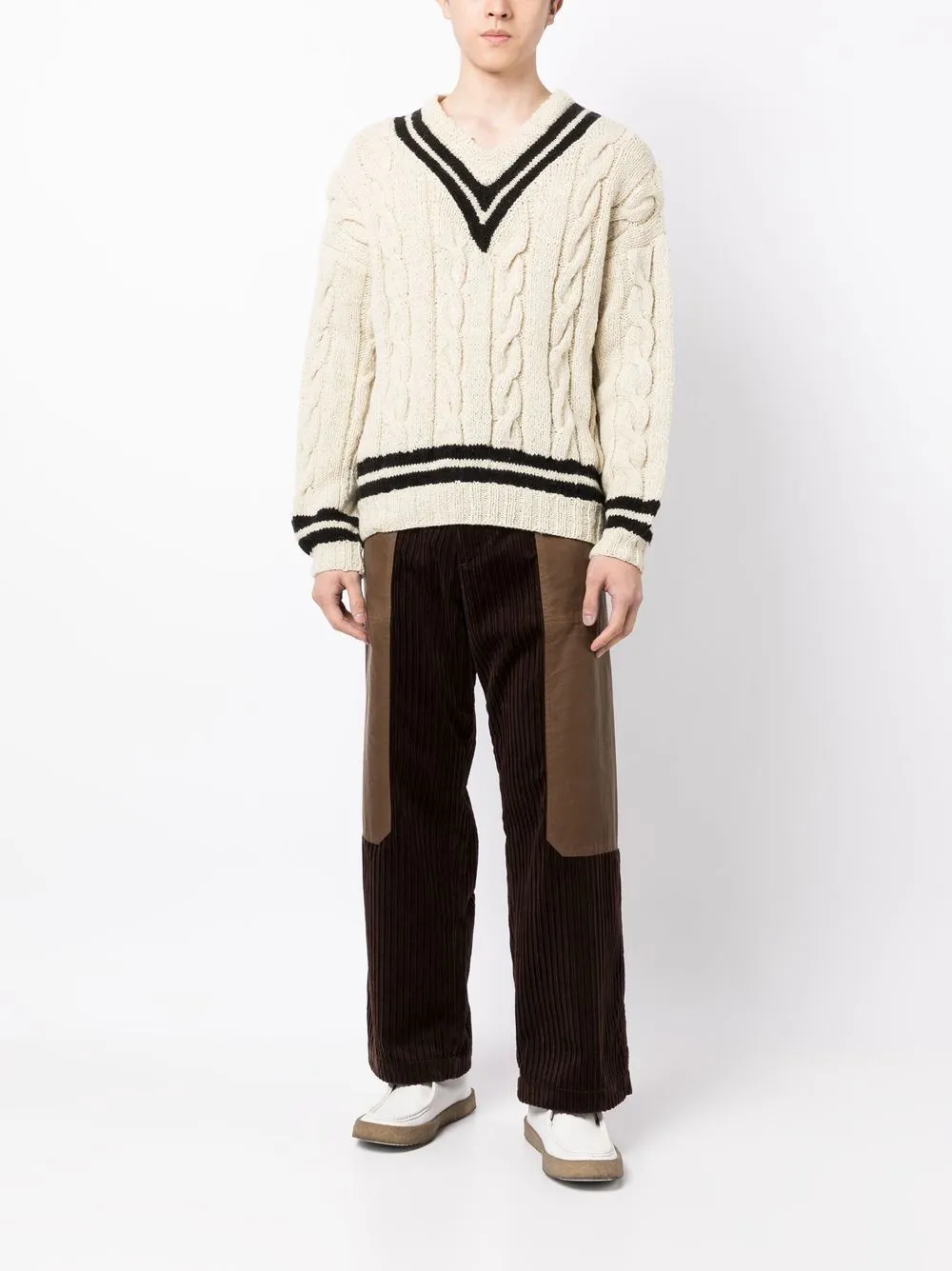 Cable-Knit V-Neck Jumper