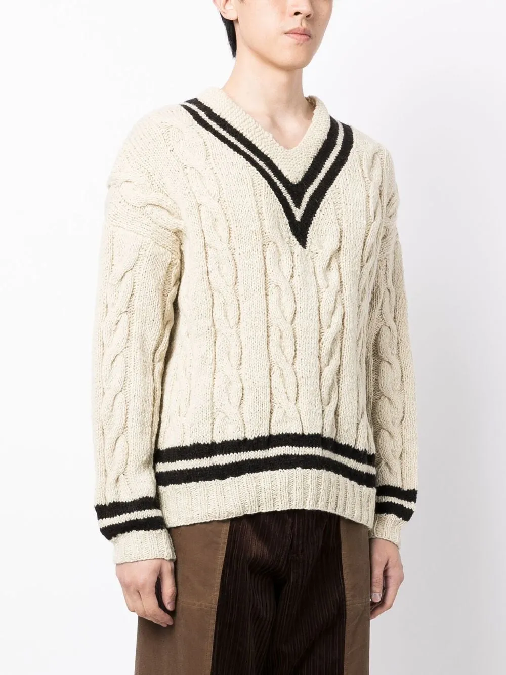 Cable-Knit V-Neck Jumper