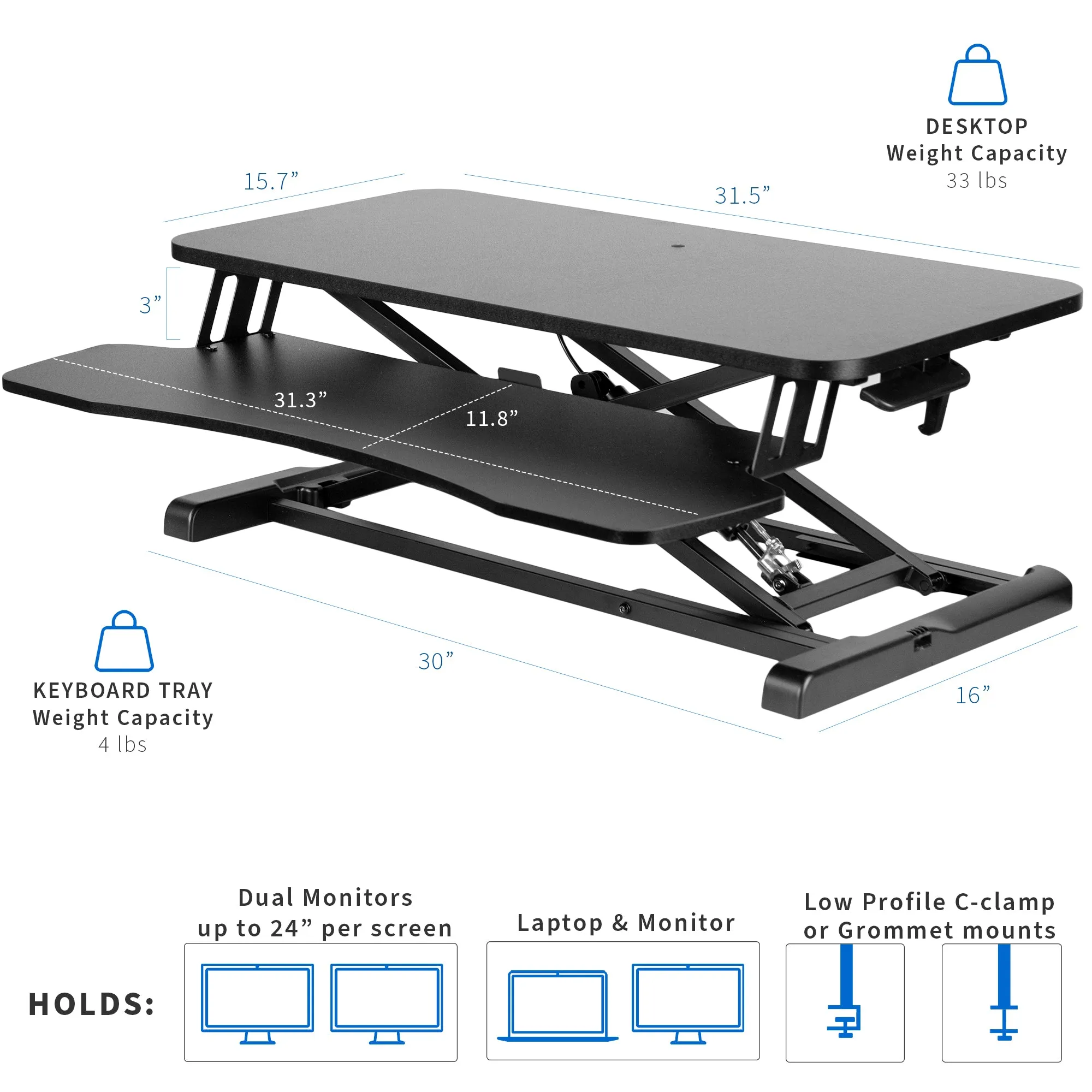 Corner Height Adjustable Desk Converter