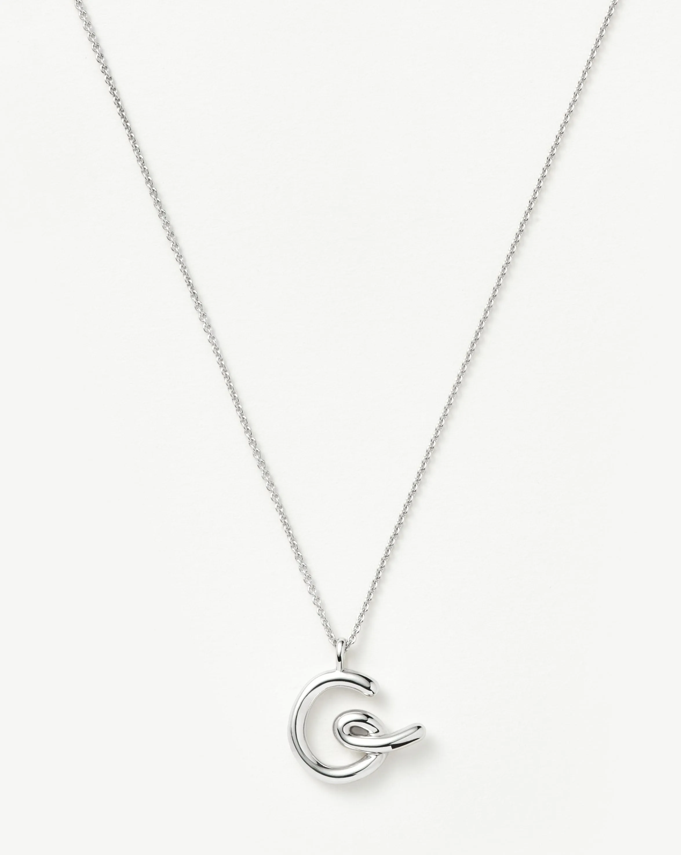 Curly Molten Initial Pendant Necklace - Initial G | Sterling Silver