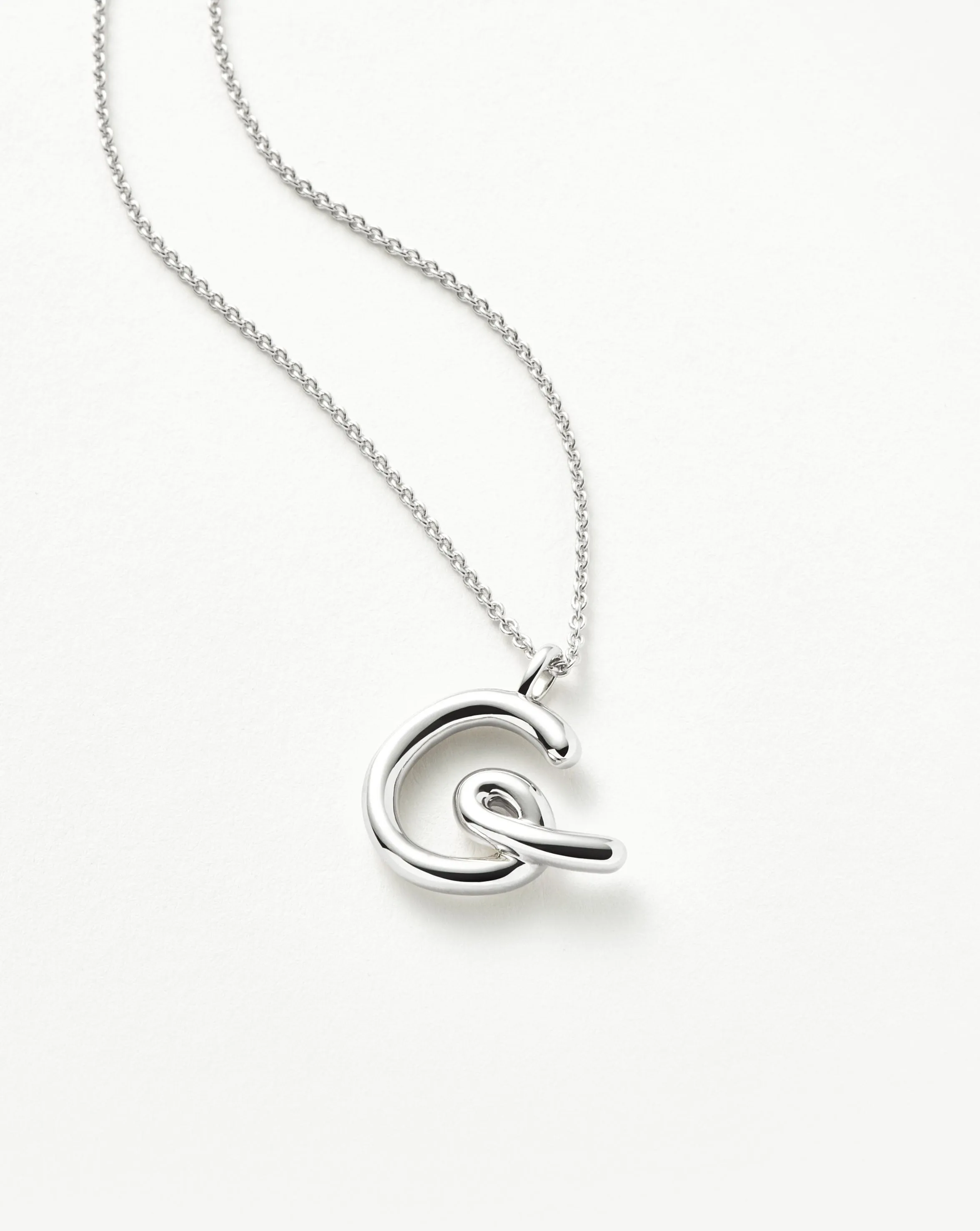 Curly Molten Initial Pendant Necklace - Initial G | Sterling Silver