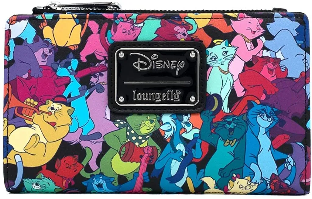 Disney Aristocats Jazzy Cats Allover Print Flap Wallet