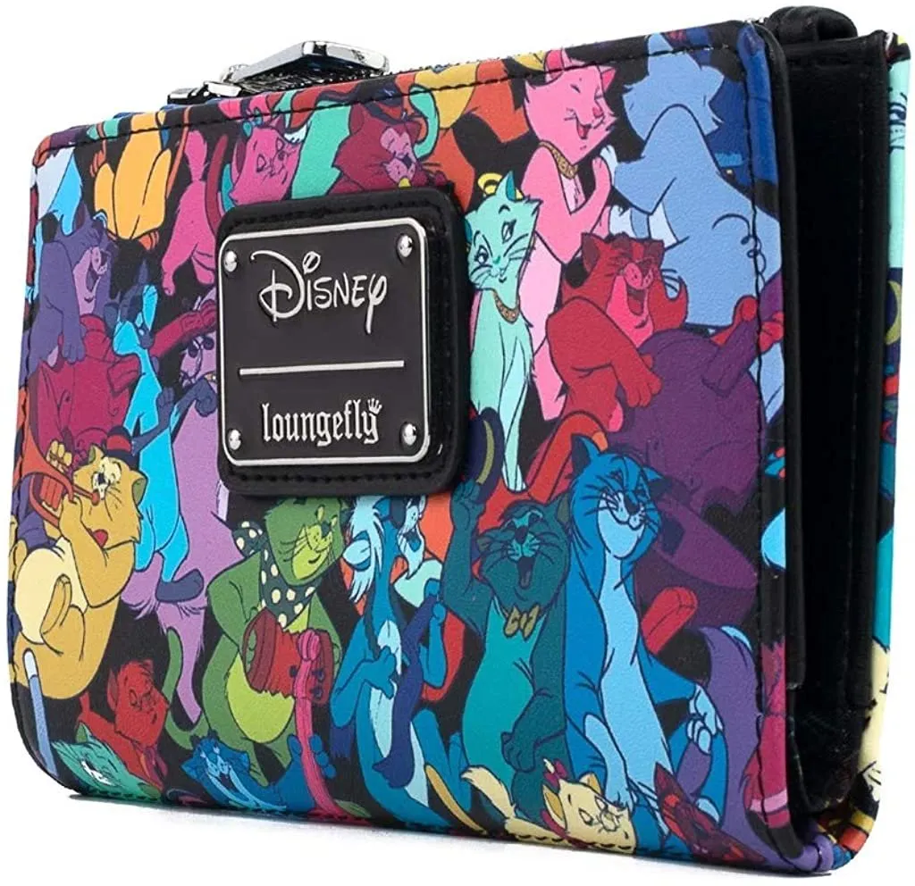 Disney Aristocats Jazzy Cats Allover Print Flap Wallet