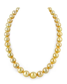 Golden Round South Sea Pearl Necklace, 10.0-12.0mm - AAA Quality