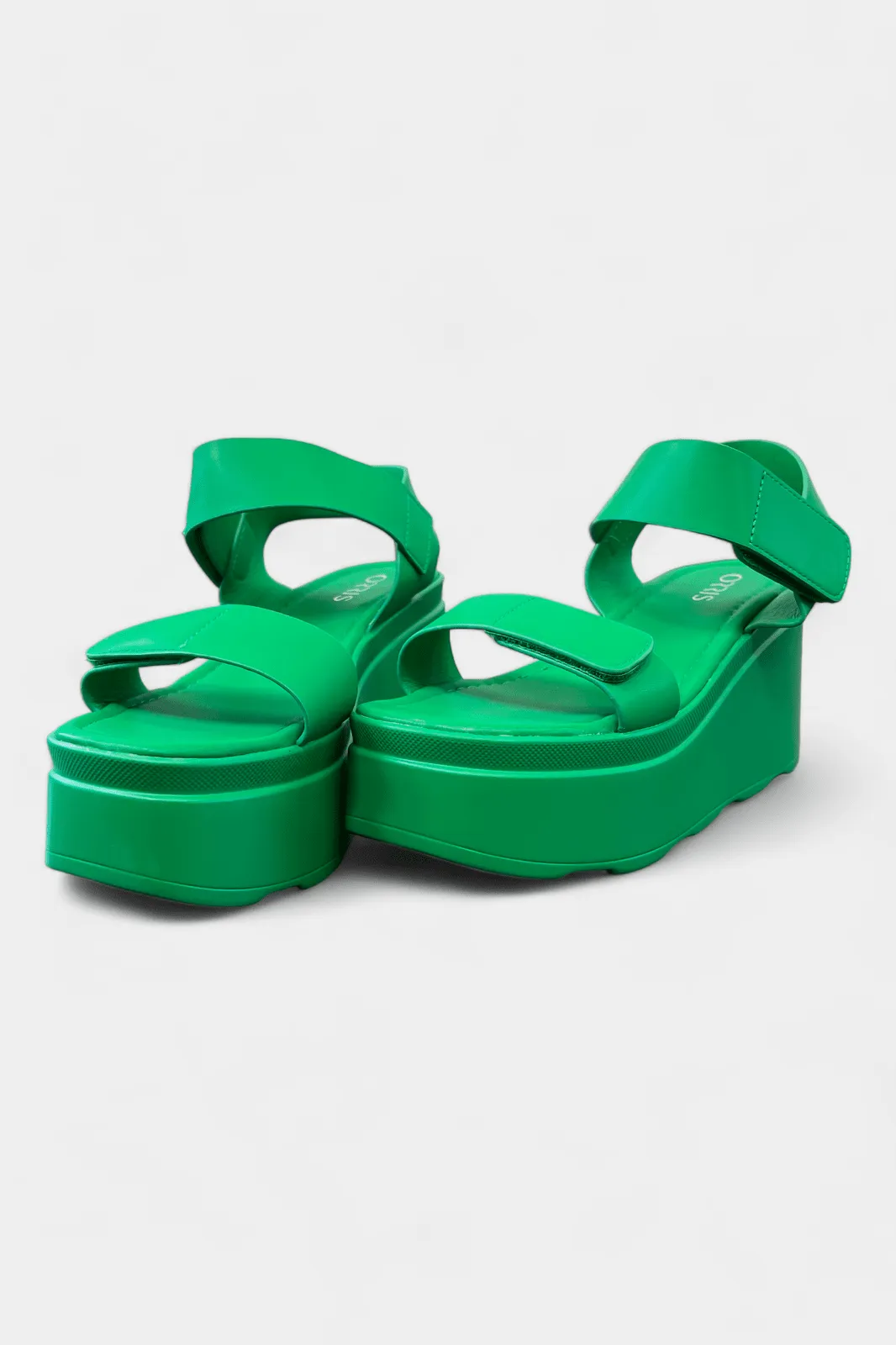 Green Adjustable Straps Platform Sandals