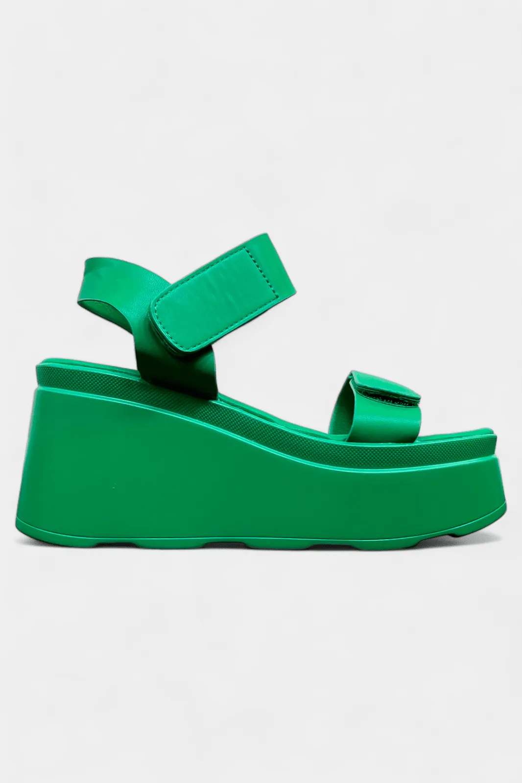 Green Adjustable Straps Platform Sandals