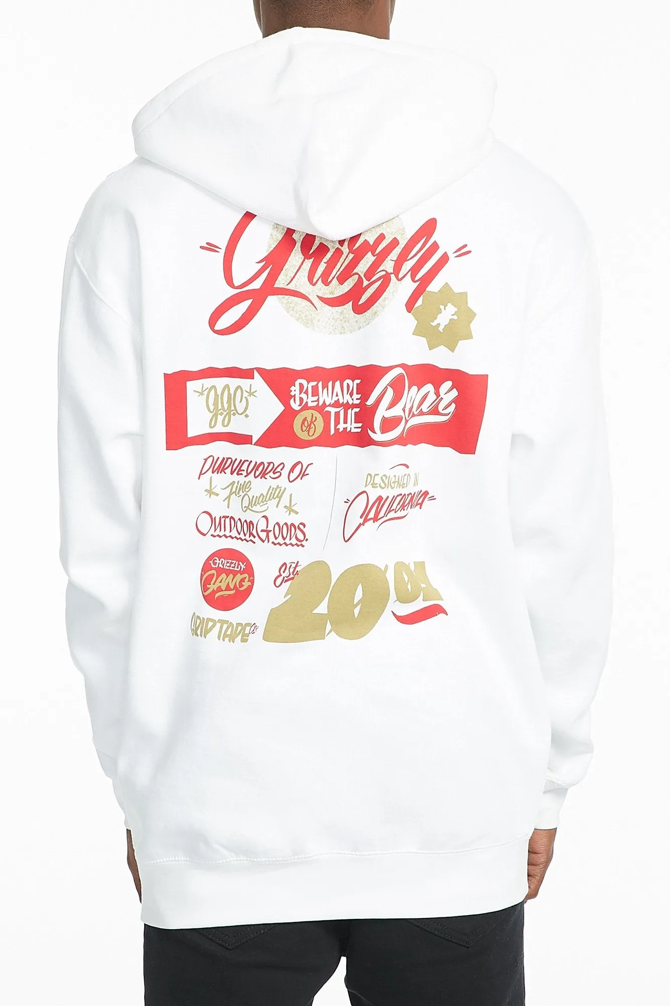 Grizzly Guys White Bodega Popover Hoodie