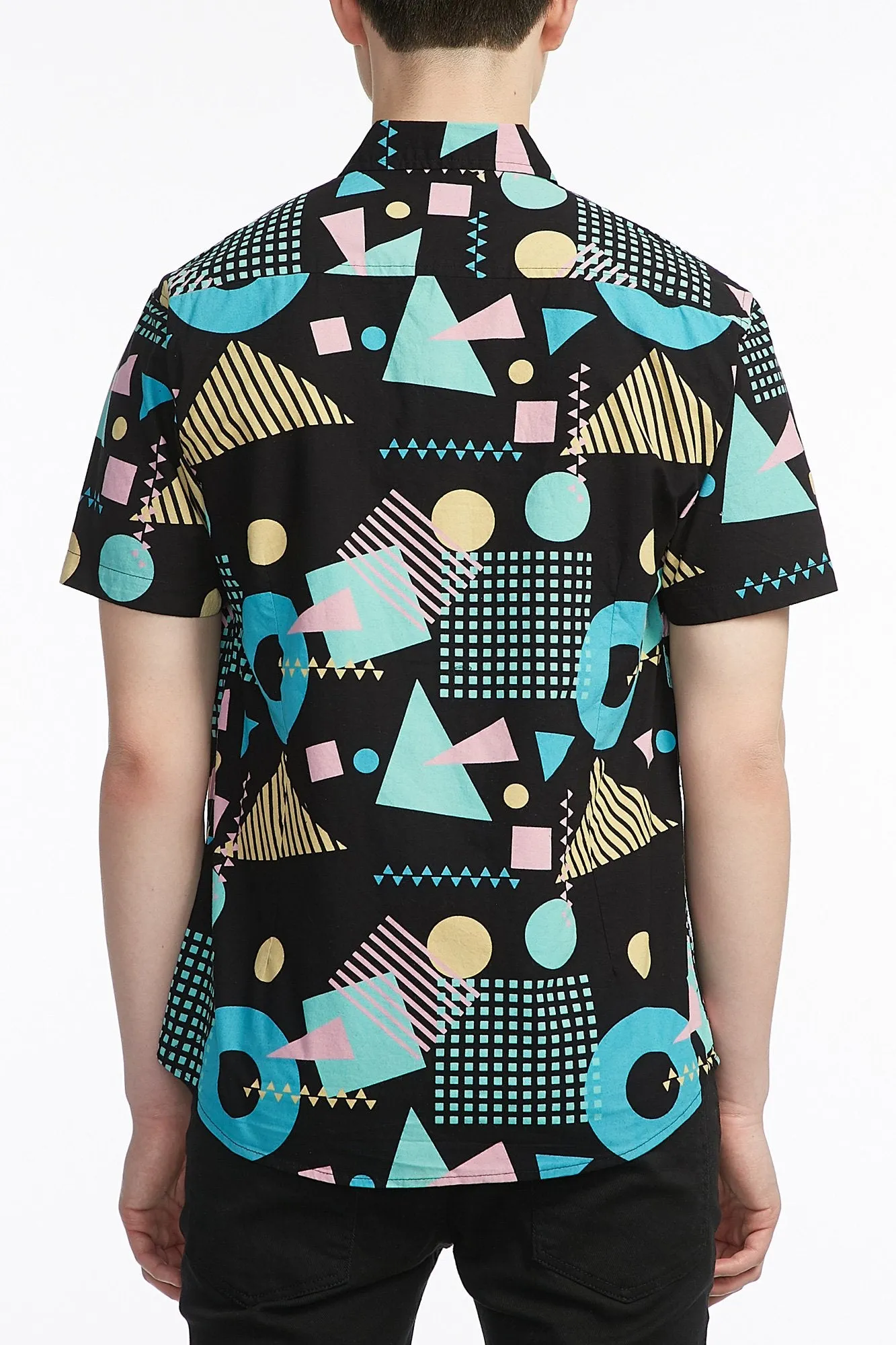 Guys Poplin Figure Print Button Up Shirt