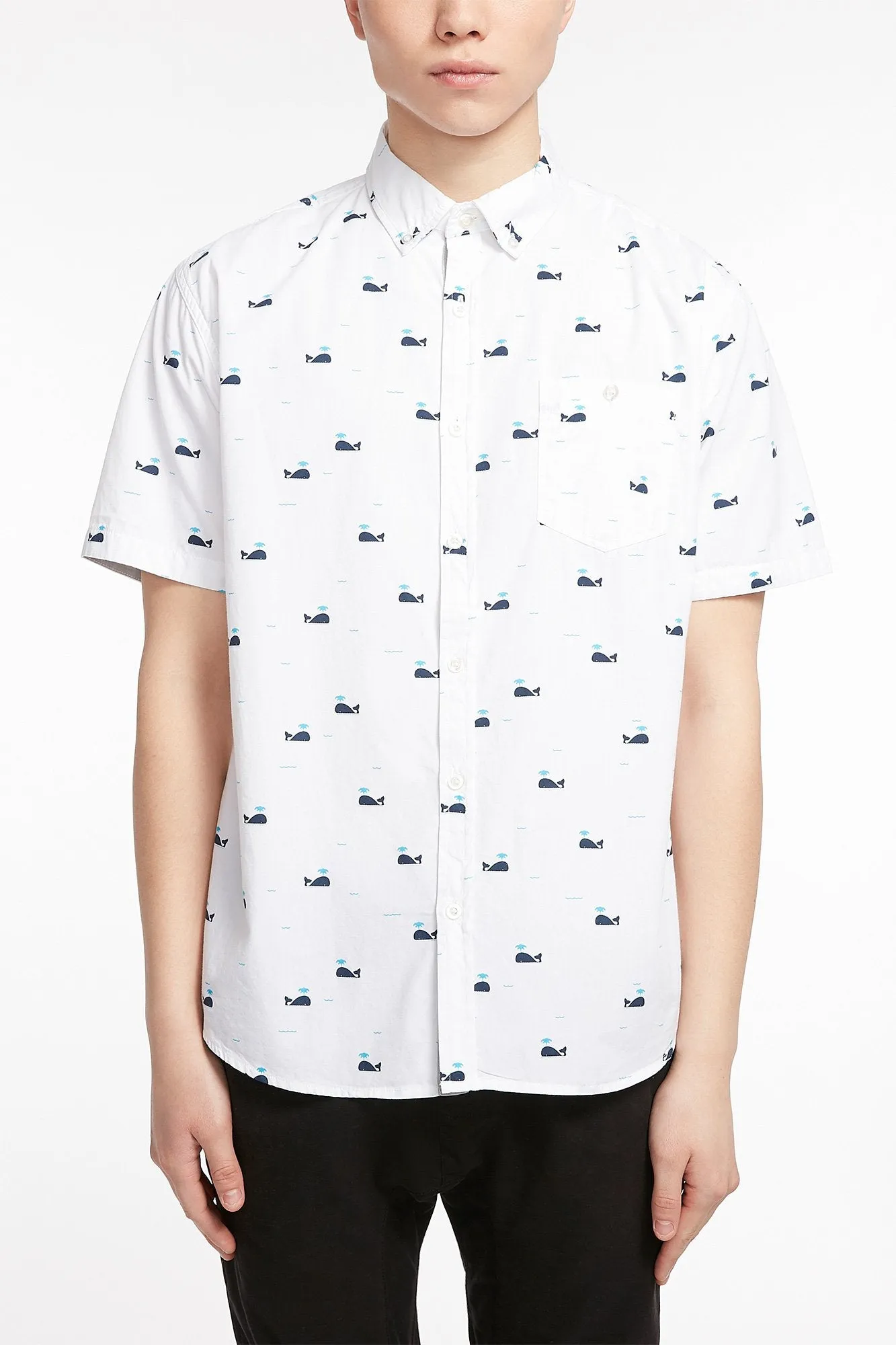 Guys Whale Button-Up Pocket Shirt