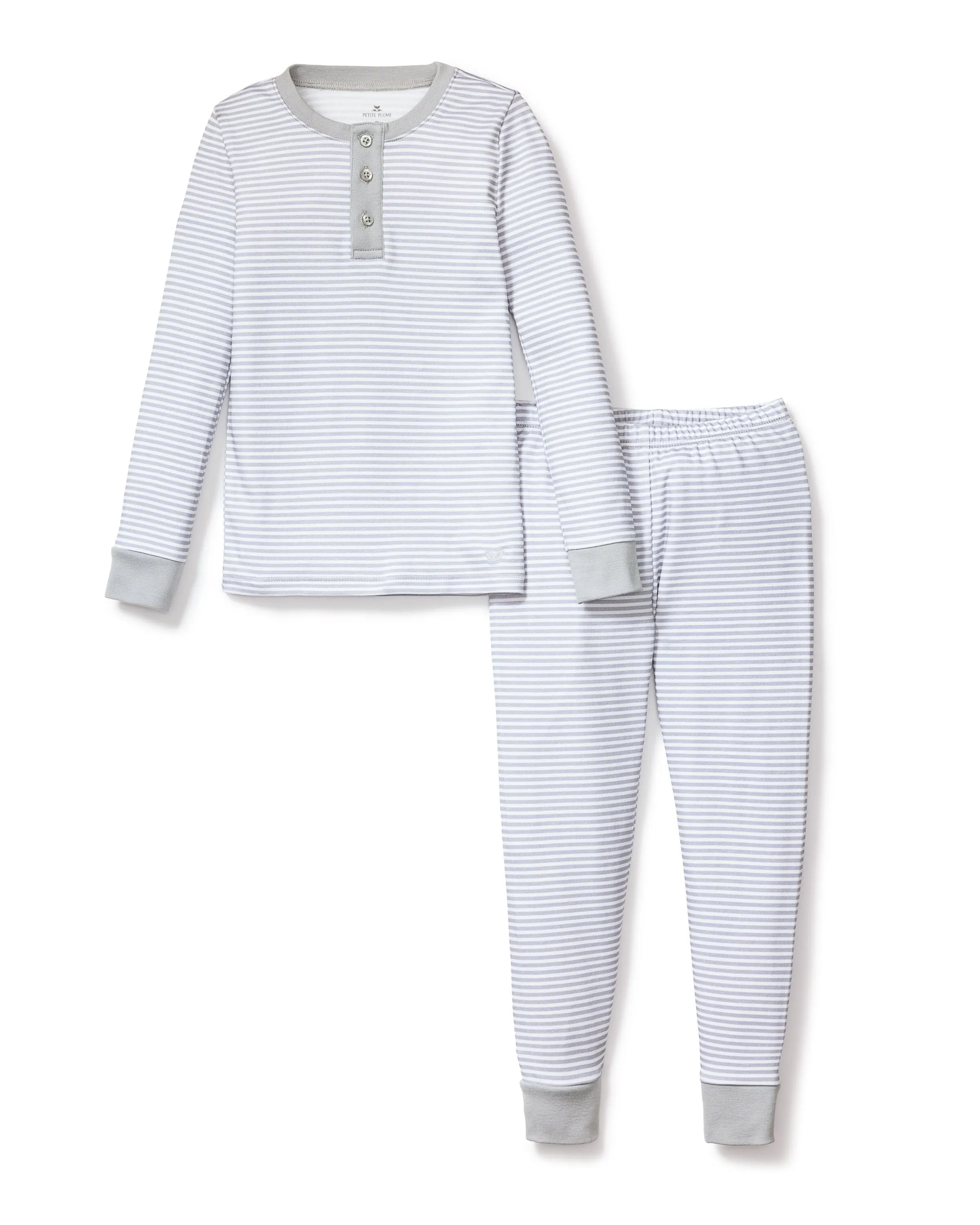 Kid's Pima Snug Fit Pajama Set | Grey Stripes