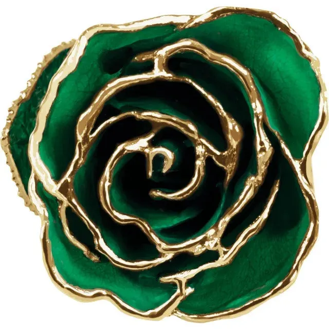 Laquered Rose - Emerald with Gold Trim