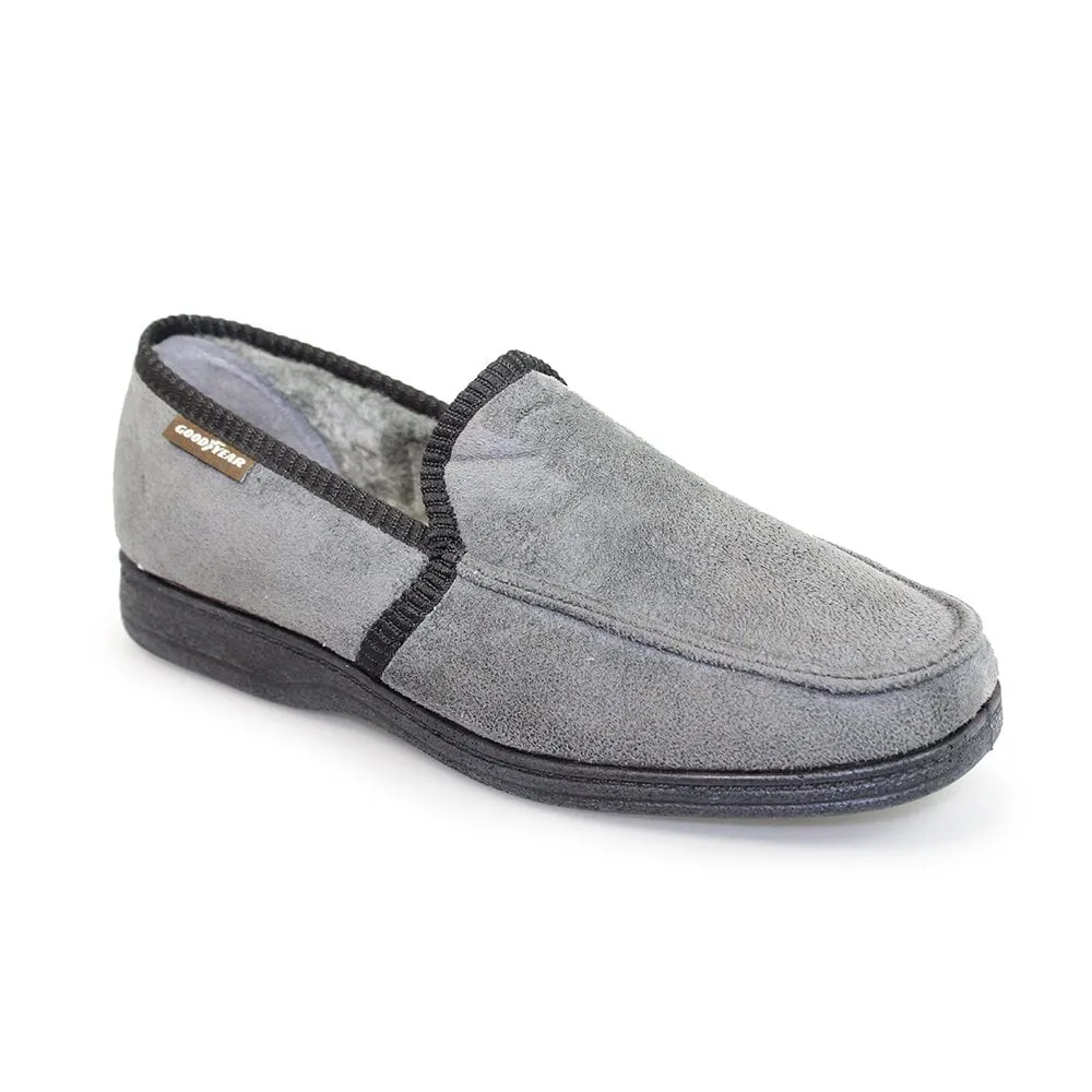 Mens Bedroom Slippers Grey Eden Goodyear Size 6 to 11