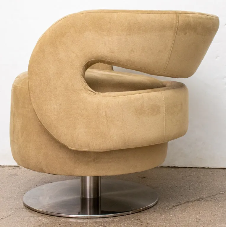 Milo Baughman Manner Swivel Chair