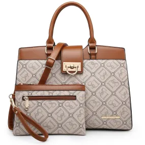 Monogram Flap Satchel with Matching Wristlet