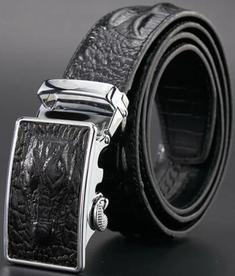 MROYALE™ Faux Alligator Skin Embossed Leather Ratchet Belt | Men's Crocodile Automatic Buckle