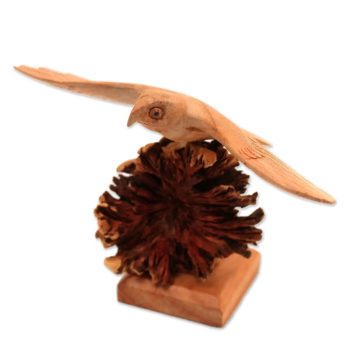 Novica Alighting Eagle Wood Sculpture