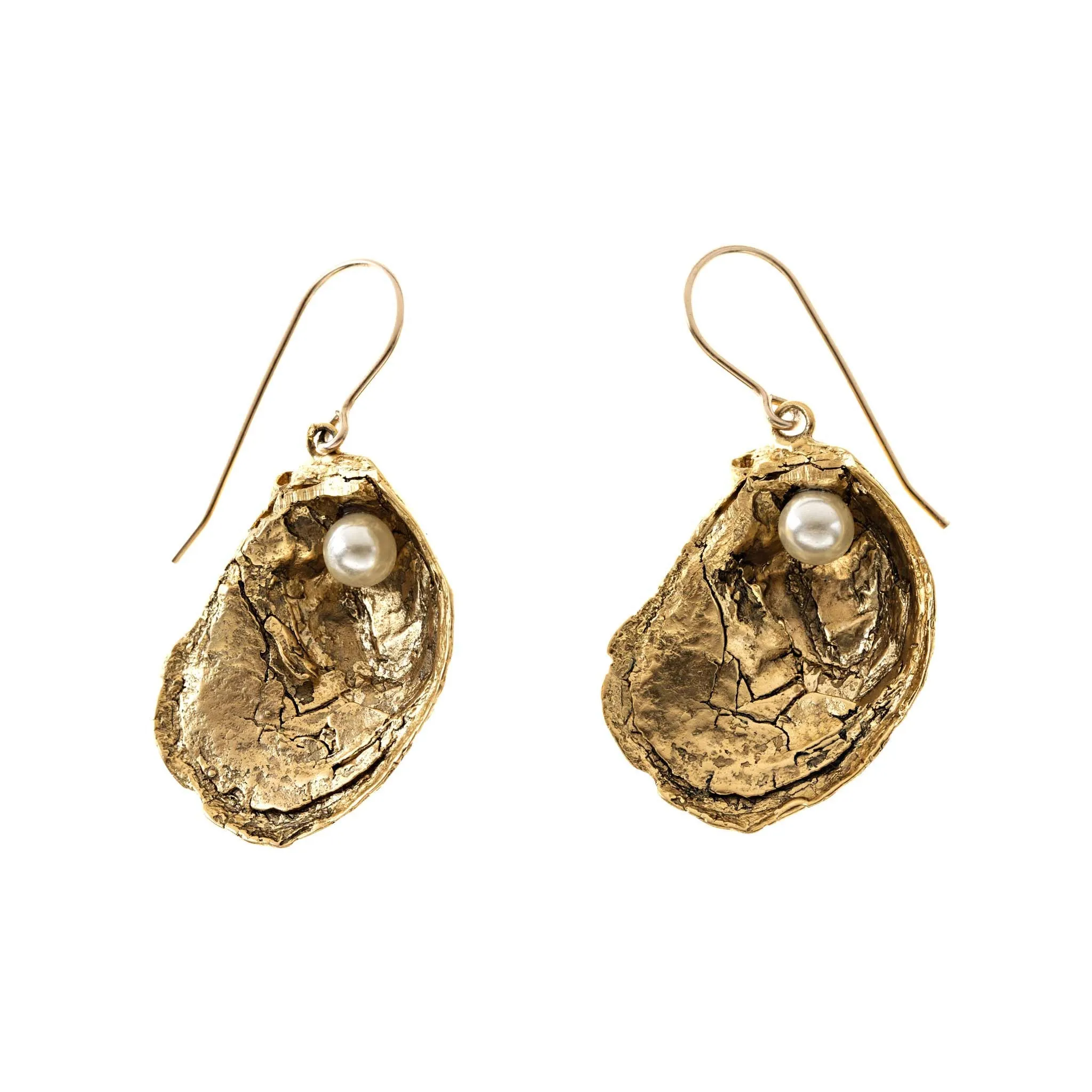 Oyster Shell with "Pearl" Earrings