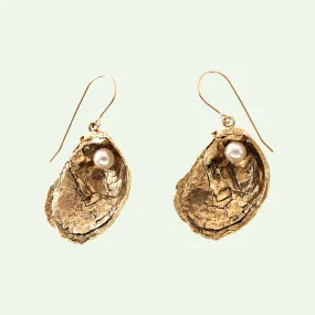 Oyster Shell with "Pearl" Earrings