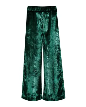 PAADE MODE ALPENGLOW Velvet Trouser Pants in Crinkle Green