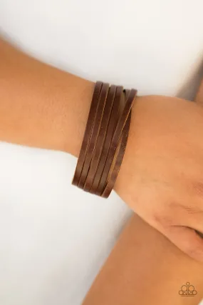 Paparazzi Accessories - Day Hike #B358 Box 1 - Brown Bracelet