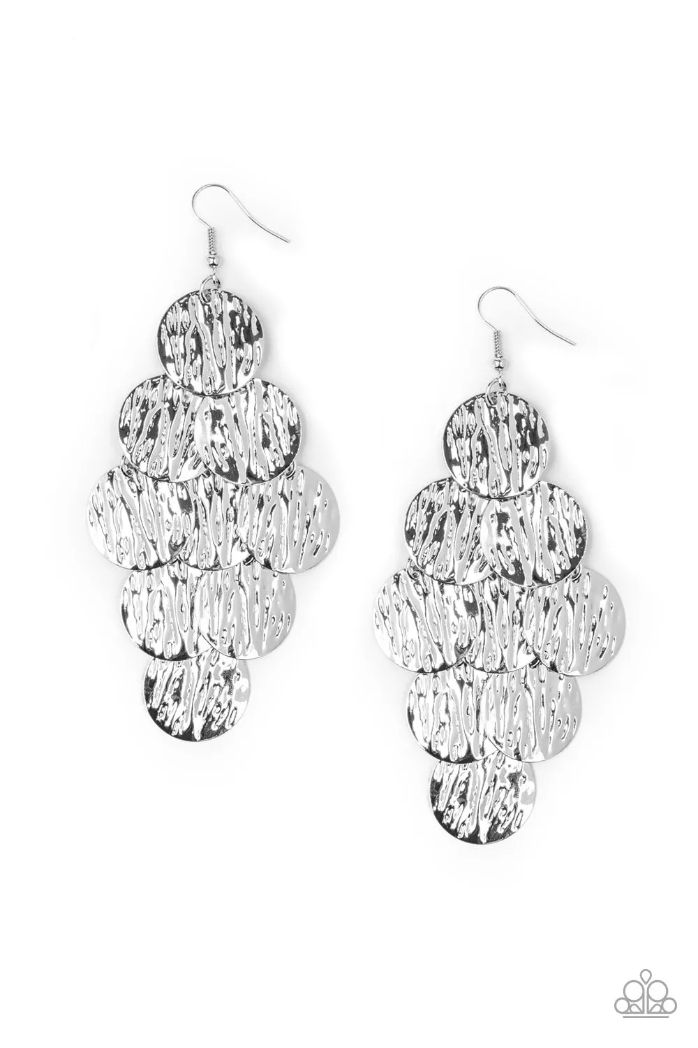 Paparazzi Accessories - Uptown Edge #E176 Peg - Silver Earrings