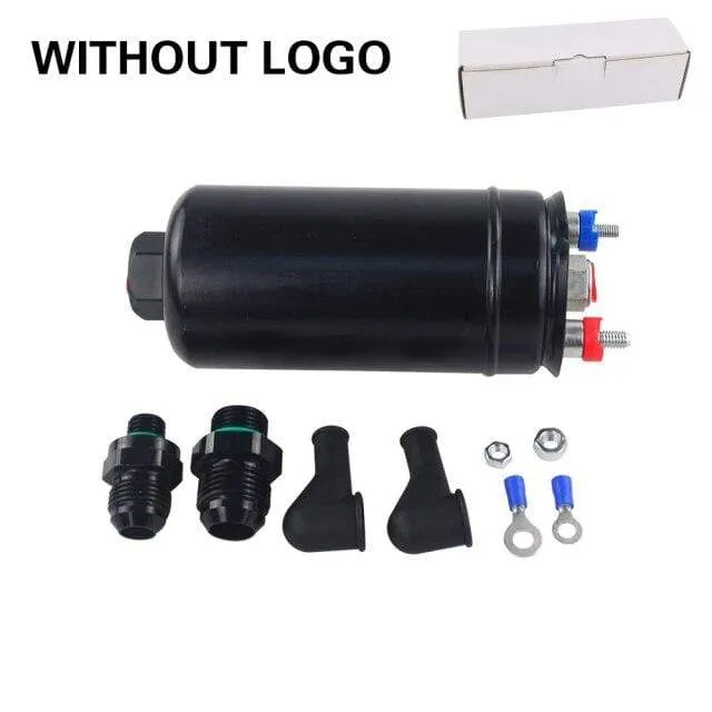 PQY 380LPH Inline External Fuel Pump 10AN Inlet Check Vavle 8AN Outlet Fittings E85 Compatible 044 Style Fuel Pump