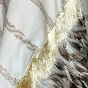 Purepecha rebozo with fringe and feathers