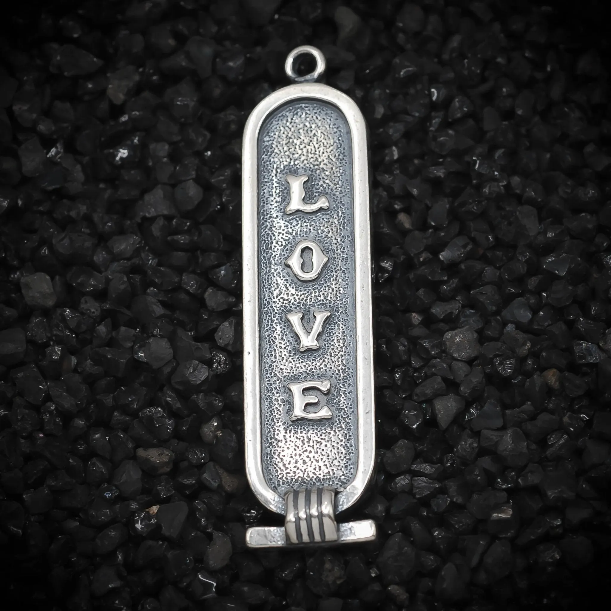 "Love" Cartouche Hieroglyph Ancient Egyptian Charm | 925 Sterling Silver, Oxidized or 18K Gold Plated | Jewelry Making Pendant