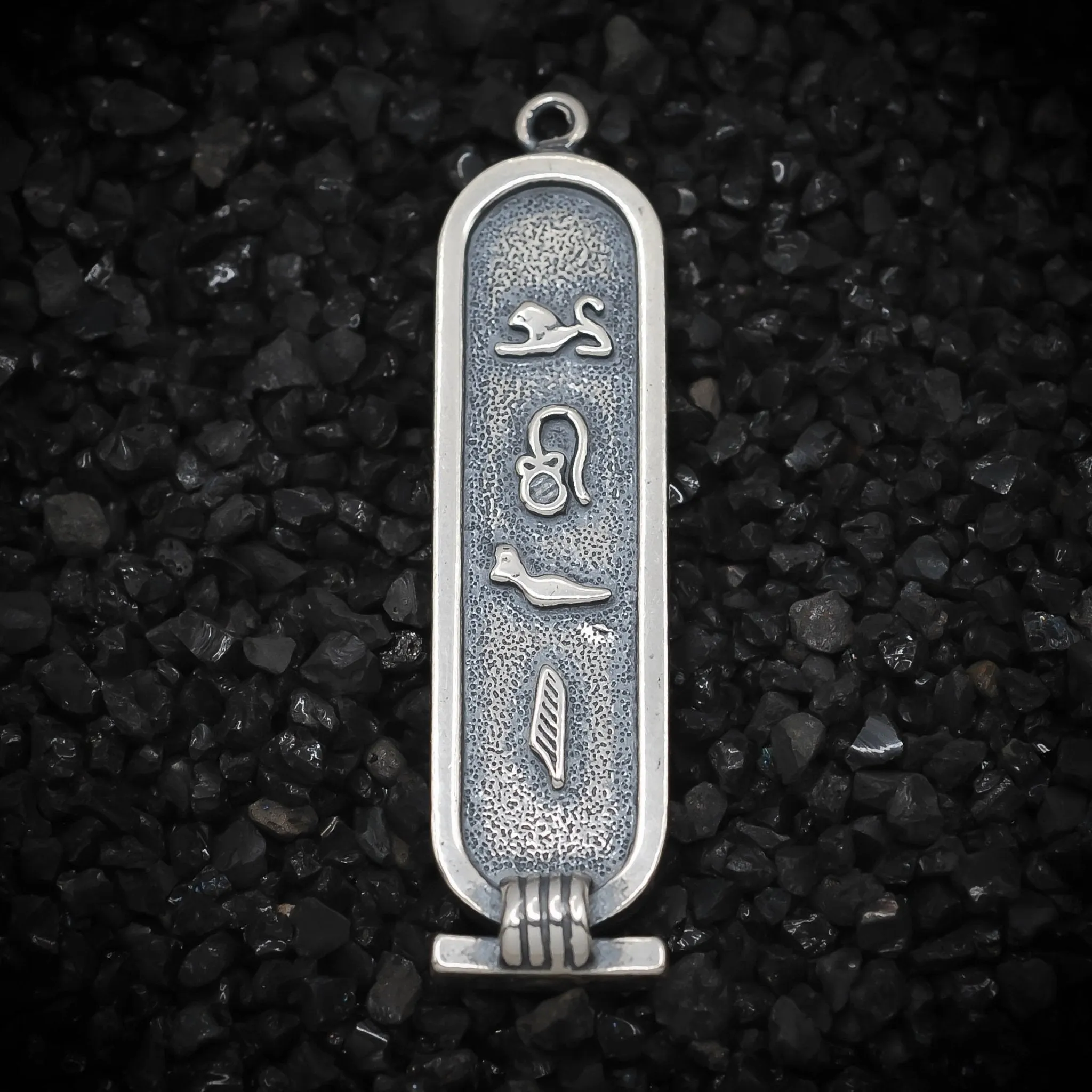 "Love" Cartouche Hieroglyph Ancient Egyptian Charm | 925 Sterling Silver, Oxidized or 18K Gold Plated | Jewelry Making Pendant