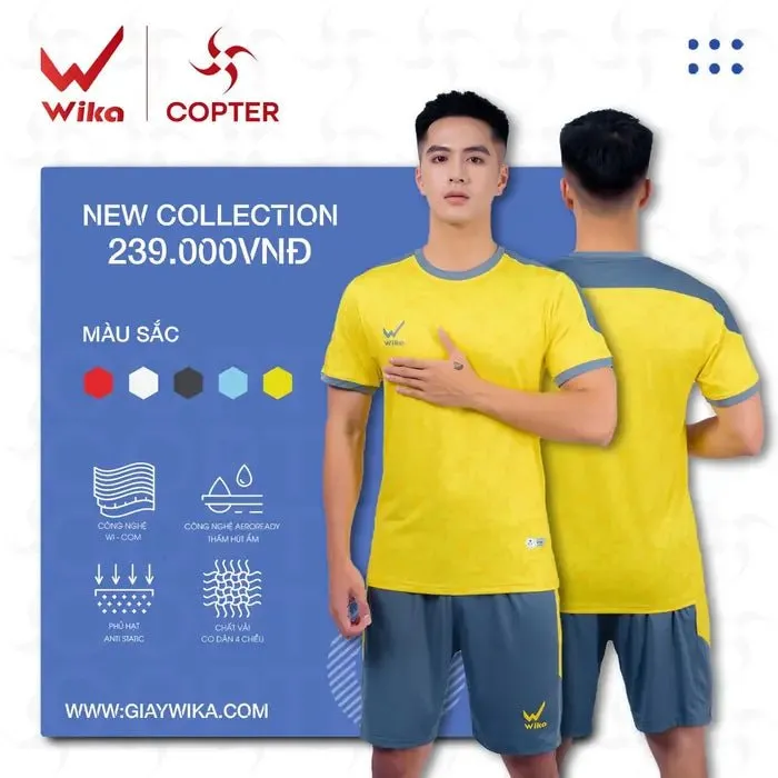 Quần áo bóng đá Copter Wika không logo