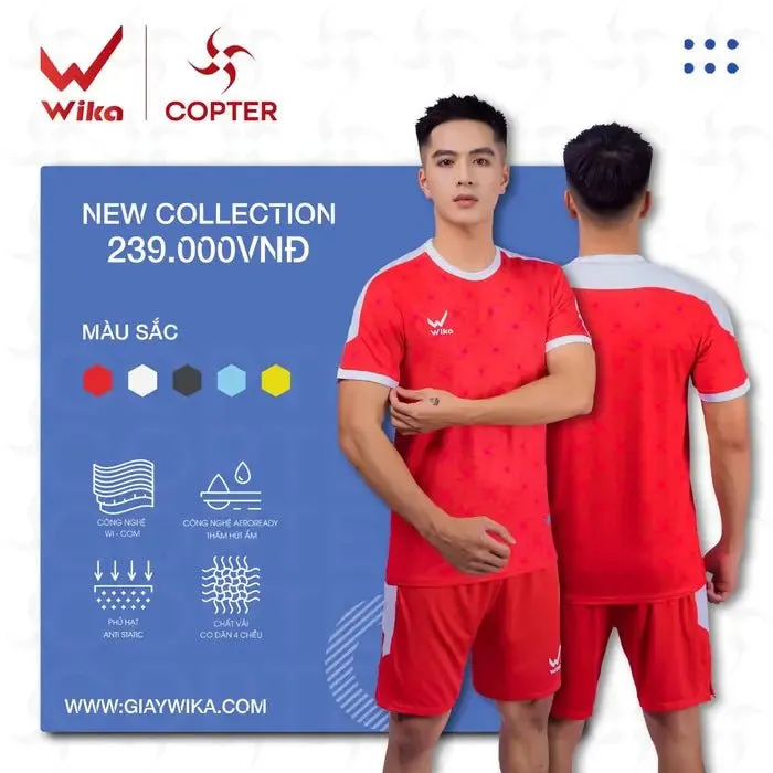 Quần áo bóng đá Copter Wika không logo