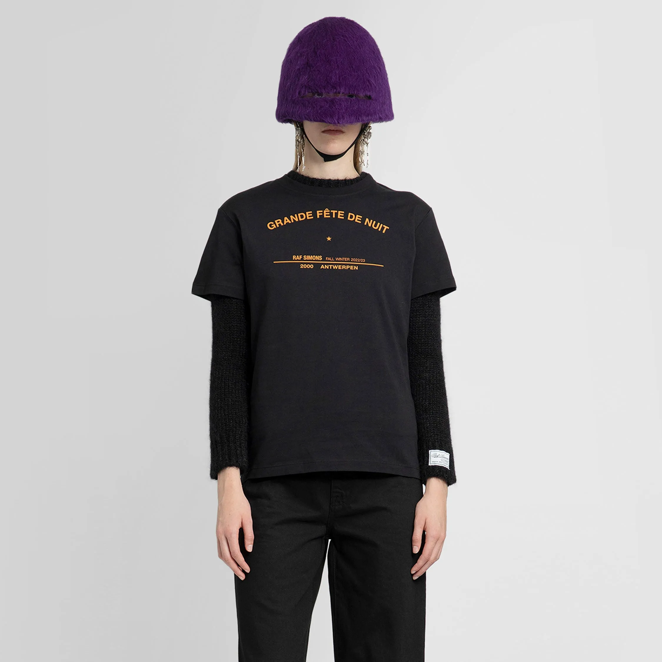 RAF SIMONS WOMAN BLACK T-SHIRTS & TANK TOPS