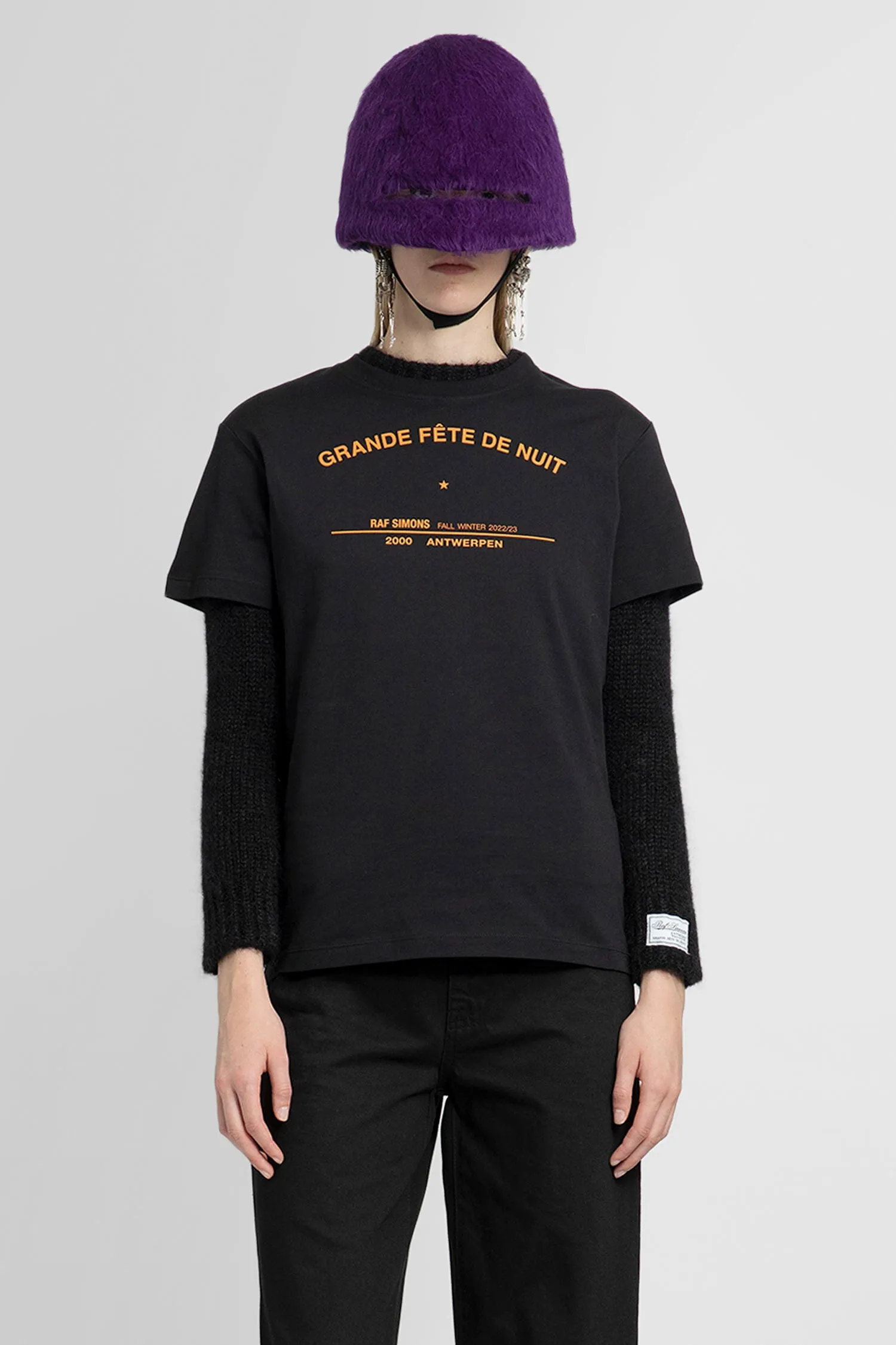 RAF SIMONS WOMAN BLACK T-SHIRTS & TANK TOPS