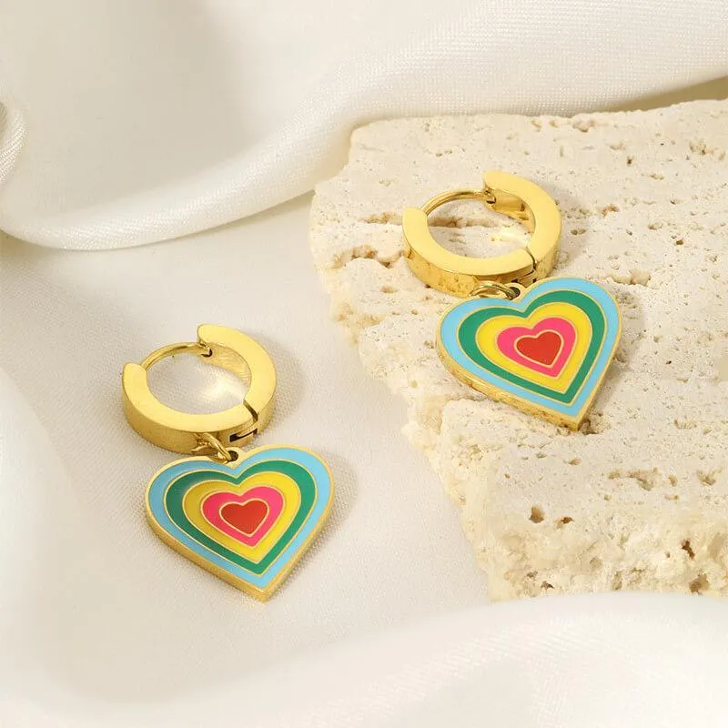 Rainbow Heart Earrings