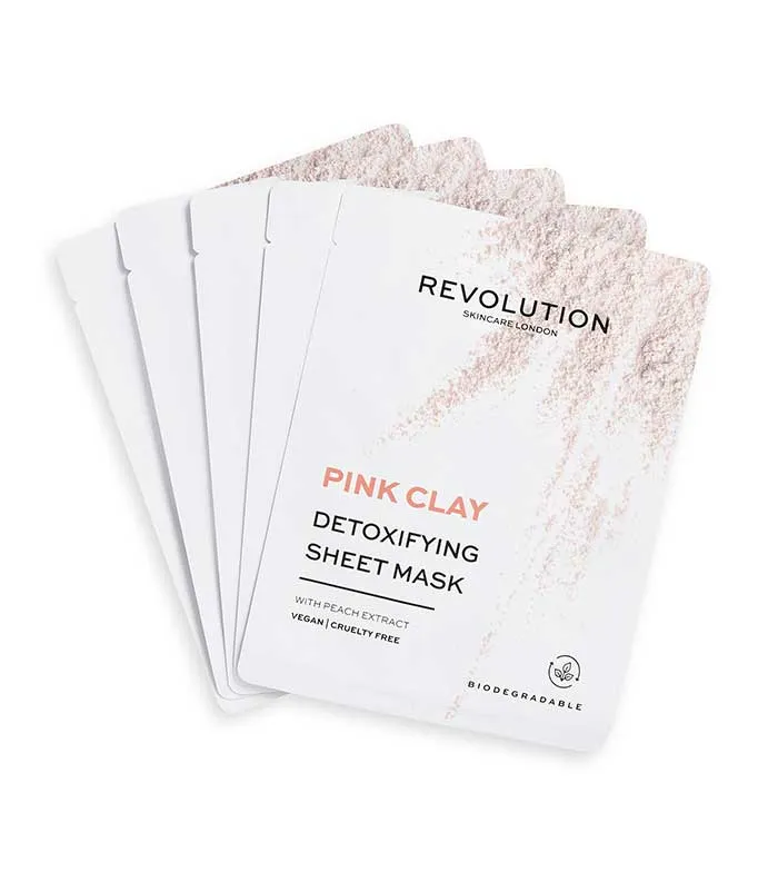 Revolution Skincare - Pack de 5 mascarillas con arcilla rosa