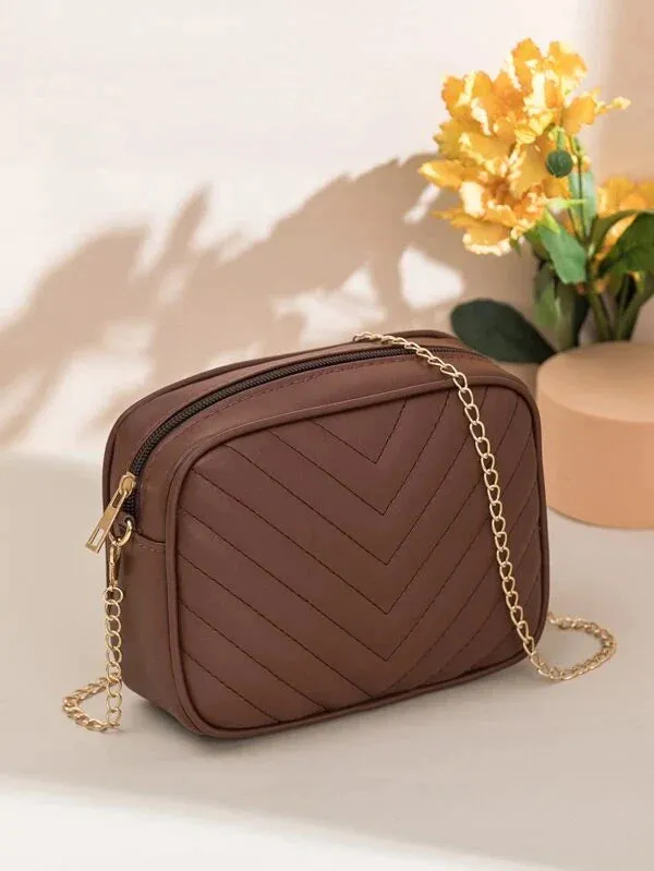 Shein Inspired - Chevron Crossbody Bag ~ Dark Brown